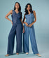 Flared Leg Washed Tencel Light Blue Pant